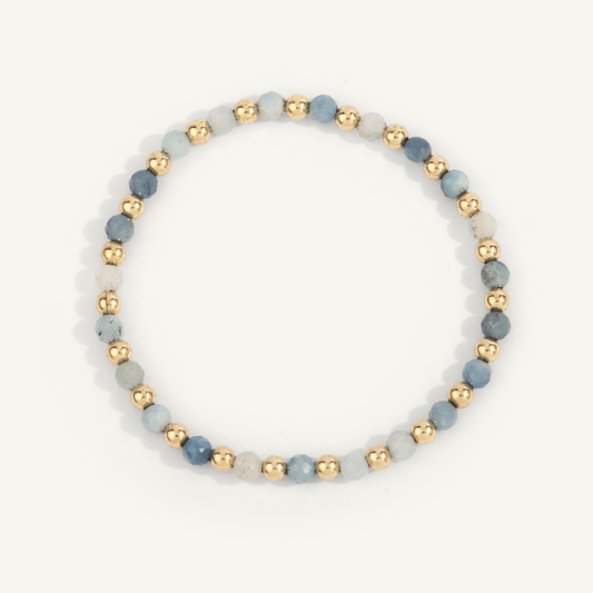 Aquamarine Alternating Bead Stretch Bracelet