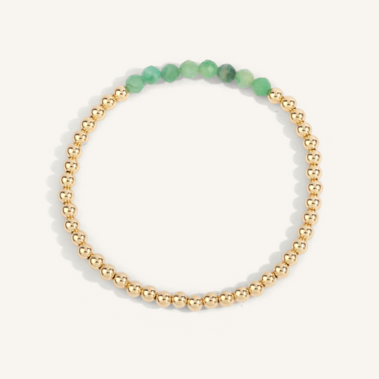 14K Gold Plated Emerald Birthstone Bar Bracelet
