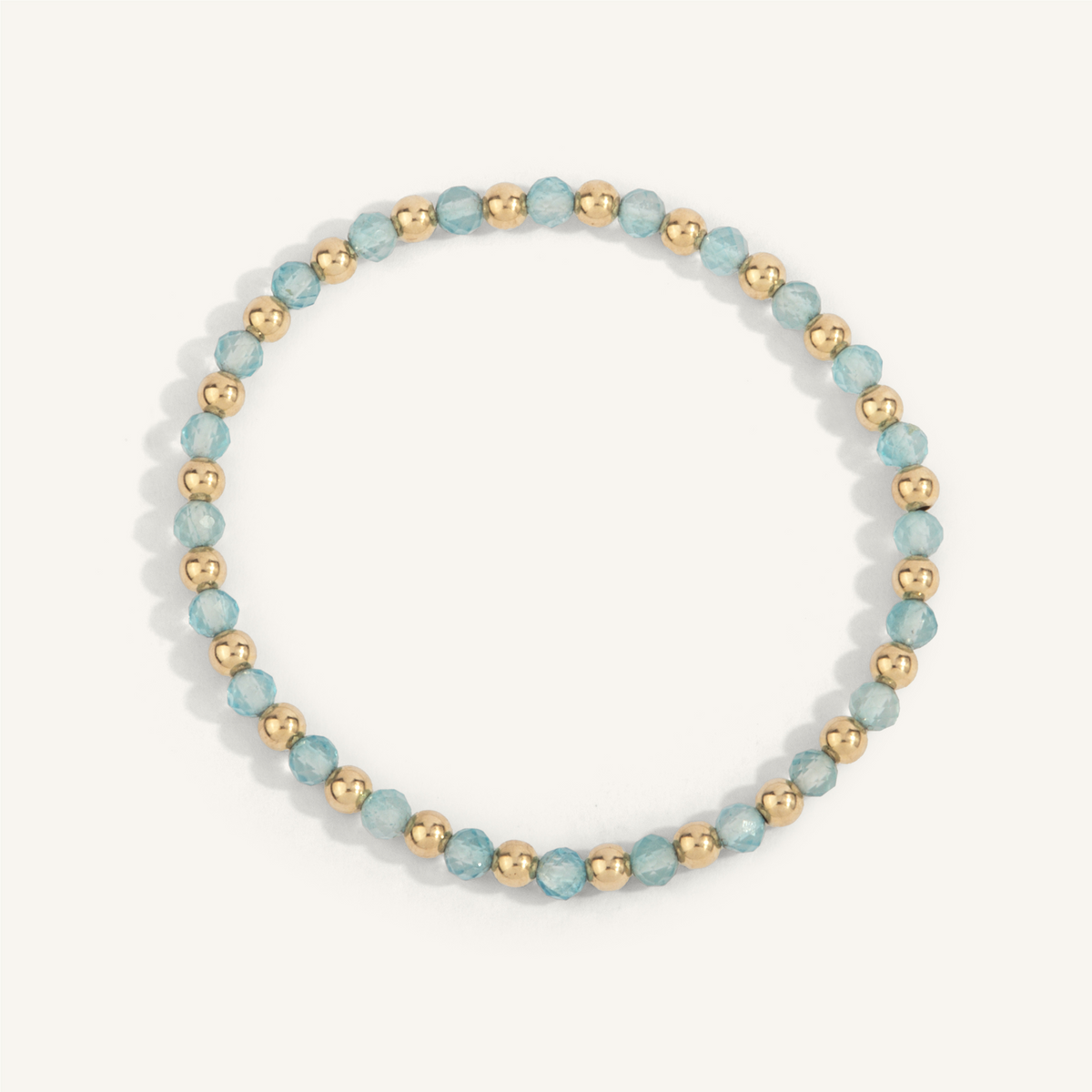 14K Gold Filled Alternating Blue Topaz Bead Bracelet