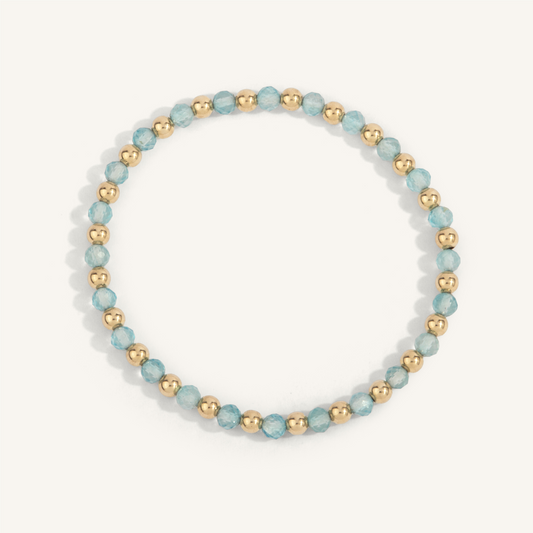 14K Gold Filled Alternating Blue Topaz Bead Bracelet