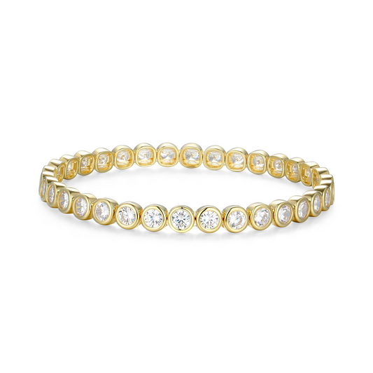 14K Gold Plated Bezel Tennis CZ Stretch Bracelet