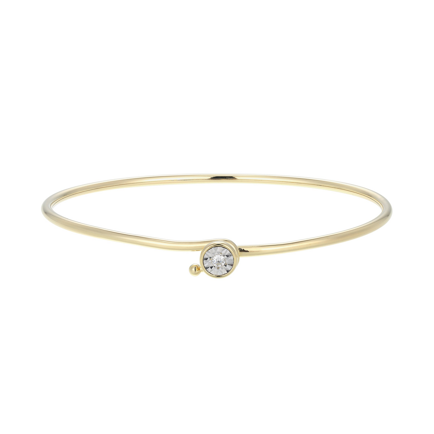 14K Gold Plated Bezel-Set Diamond Flex Bangle Bracelet