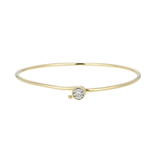 14K Gold Plated Bezel-Set Diamond Flex Bangle Bracelet