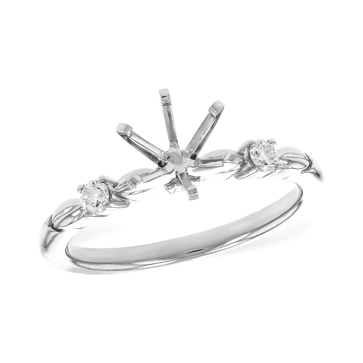 14 Karat White Gold Diamonds Accented Semi-Mount Engagement Ring
