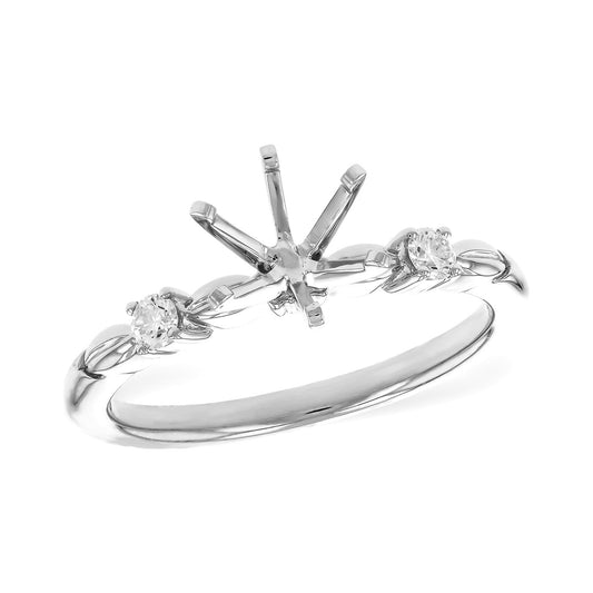 14 Karat White Gold Diamonds Accented Semi-Mount Engagement Ring