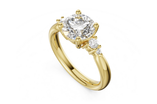 14K Accented Four-Prong Diamond Semi-Mount Engagement Ring