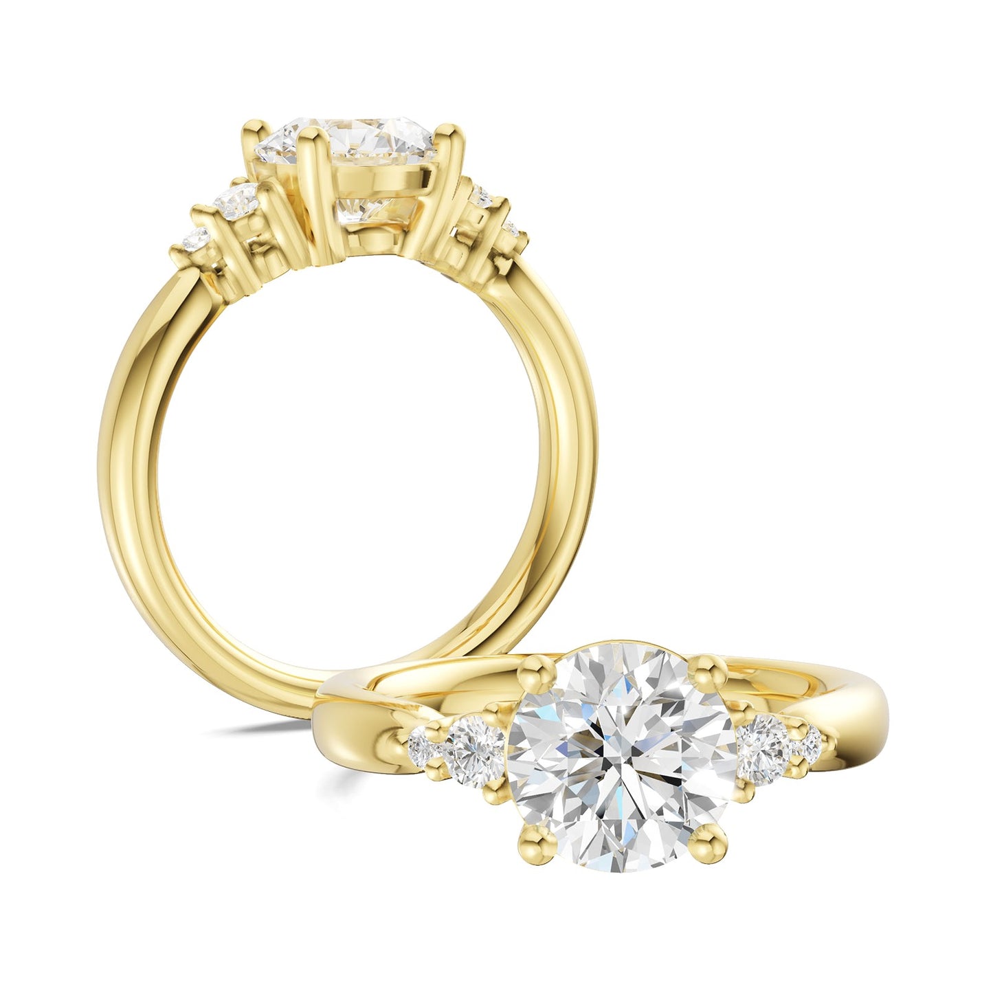 14K Accented Four-Prong Diamond Semi-Mount Engagement Ring