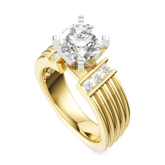 14K Stacked Wire Wide Diamond Semi-Mount Engagement Ring