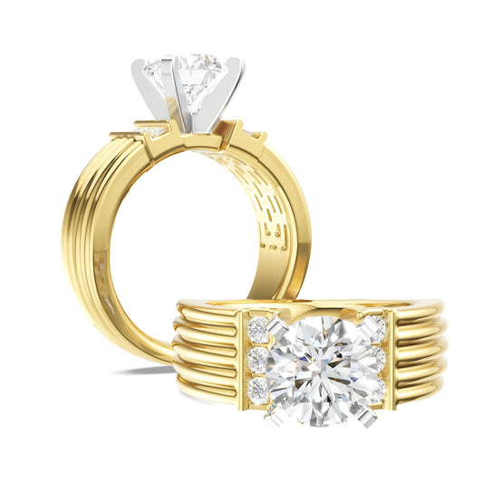 14K Stacked Wire Wide Diamond Semi-Mount Engagement Ring