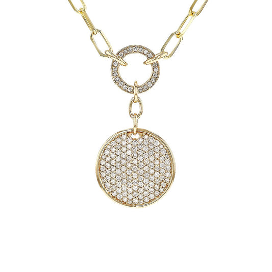 14K Pave Circle Link Diamond Necklace