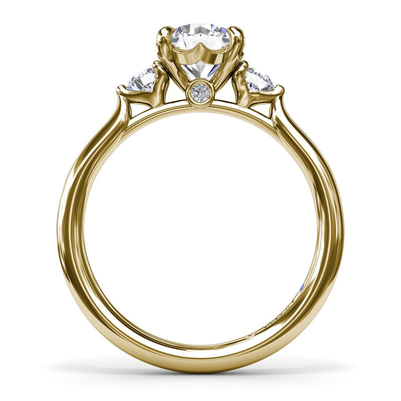 14K Three Stone Diamond Semi-Mount Engagement Ring