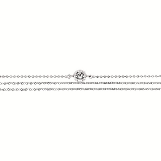 Sterling Silver Three Chain Bezel-Set Diamond Bracelet