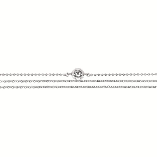 Sterling Silver Three Chain Bezel-Set Diamond Bracelet