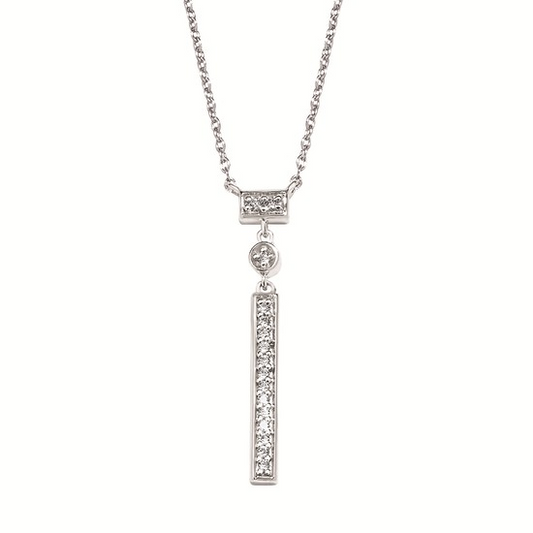 Sterling Silver Diamond Vertical Bar Drop Necklace