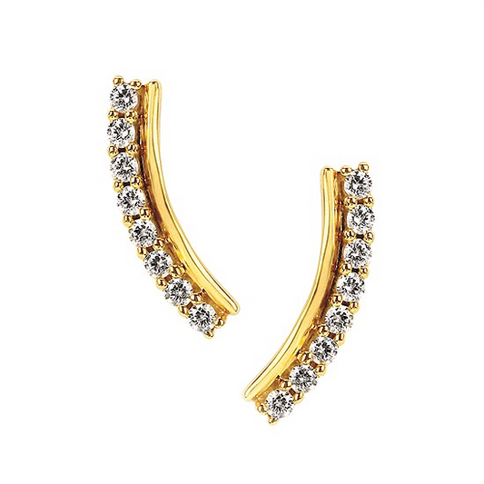 10 Karat Yellow Gold Diamond Climber Stud Earrings