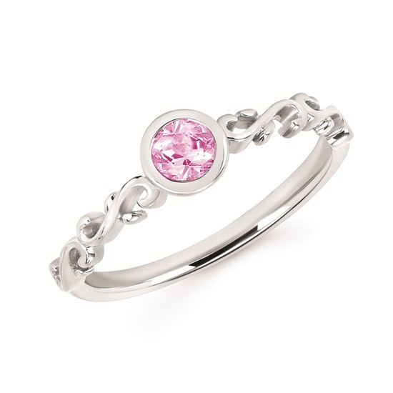 14 Karat Filigree Stackable Pink Tourmaline Fashion Ring