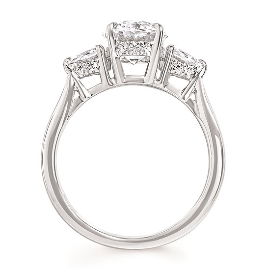 14 Karat Three Stone Pear-Accented Diamond Semi-Mount Engagement Ring