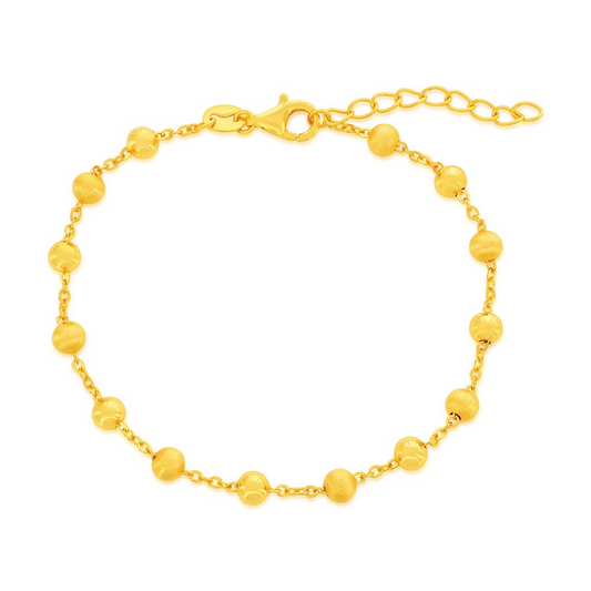 Alternating Brushed & Polished Bead Bracelet