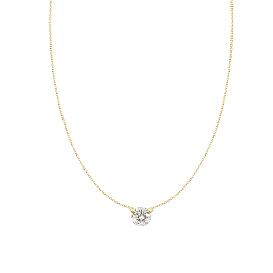 18K 2-Prong Round Diamond Stationary Necklace