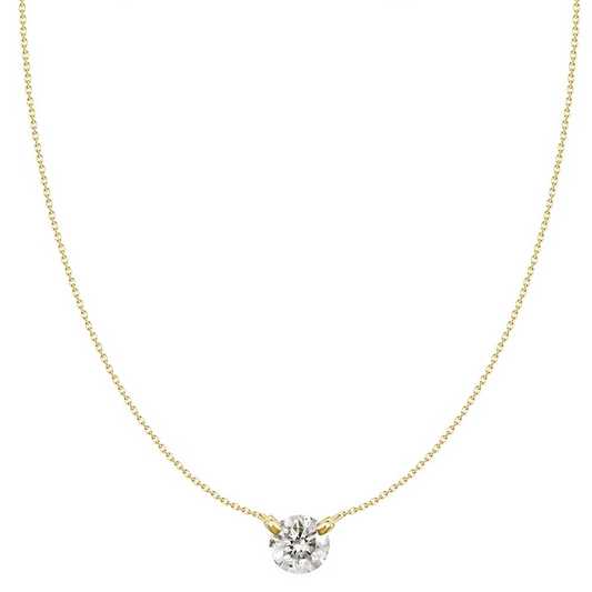 18K 2-Prong Round Diamond Stationary Necklace