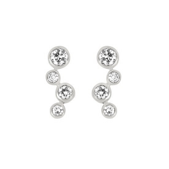 14K Gold Plated Bezel Climber Lab Grown Diamond Stud Earrings