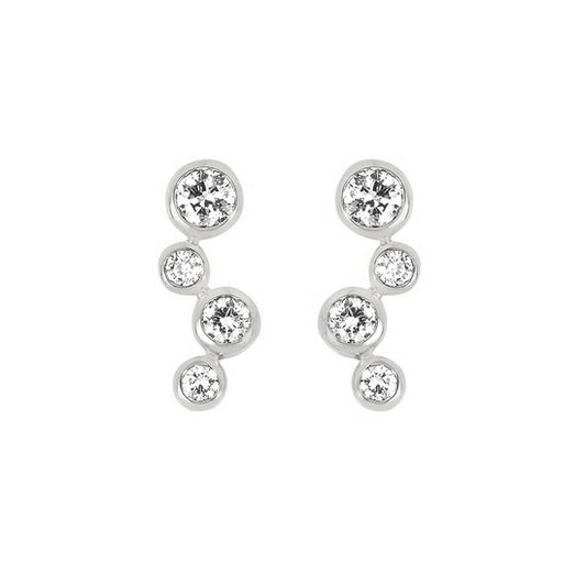 14K Gold Plated Bezel Climber Lab Grown Diamond Stud Earrings