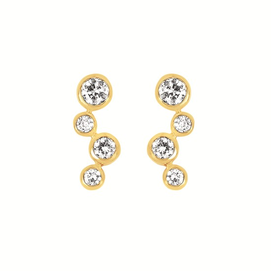 14K Gold Plated Bezel Climber Lab Grown Diamond Stud Earrings