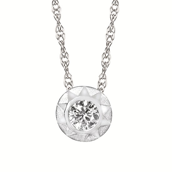 Sterling Silver Sun Bezel Lab Grown Diamond Necklace