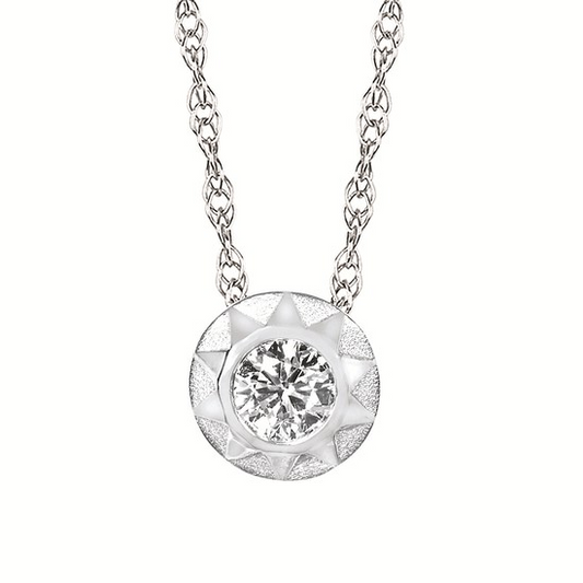 Sterling Silver Sun Bezel Lab Grown Diamond Necklace