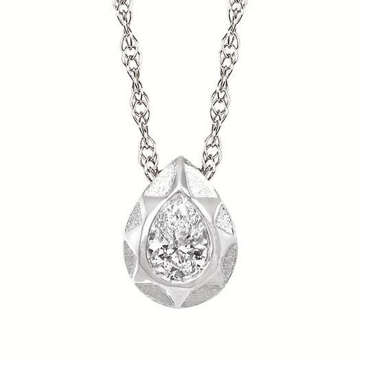 Sterling Silver Pear Sun Bezel Lab Grown Diamond Necklace