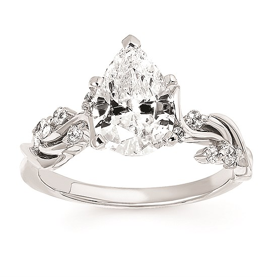 14K Floral Vine Diamond Semi-Mount Engagement Ring