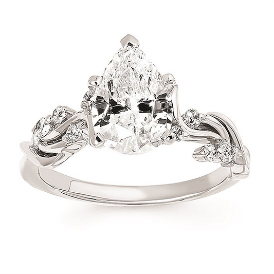 14K Floral Vine Diamond Semi-Mount Engagement Ring