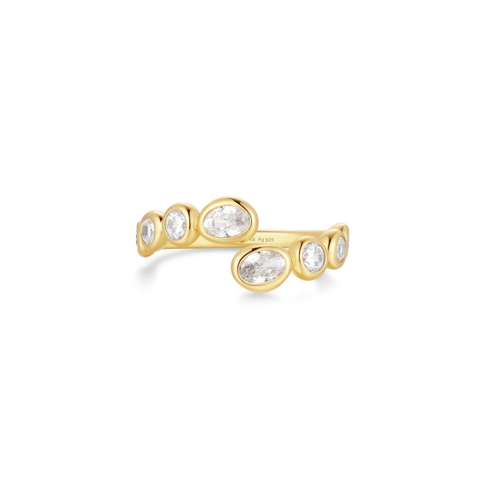 Sterling Silver White Tone Organic Pebble Ring