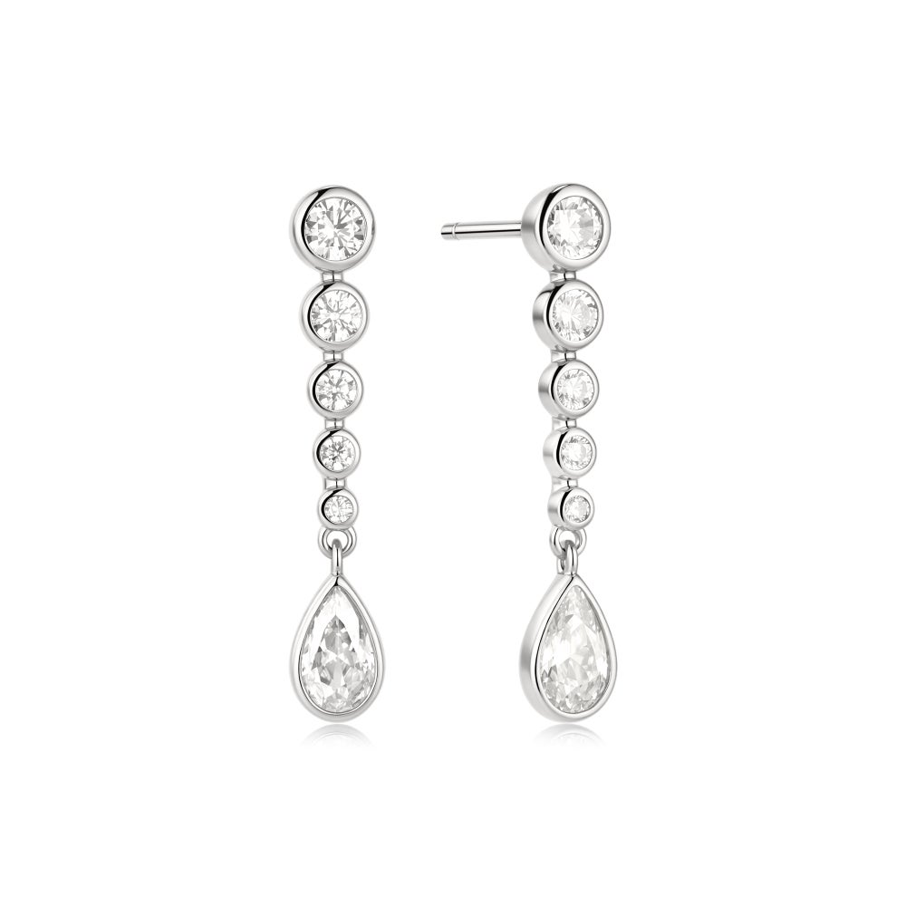 Sterling Silver White Teardrop Dangle Earrings