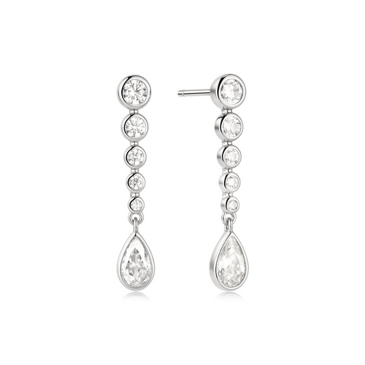 Sterling Silver White Teardrop Dangle Earrings