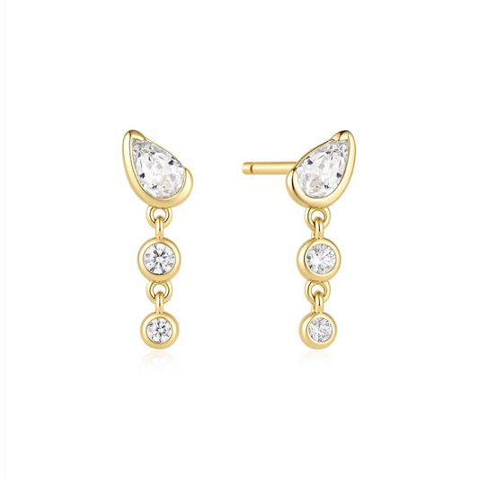 Sterling Silver 14K Gold Plated Dangle Stud Earrings