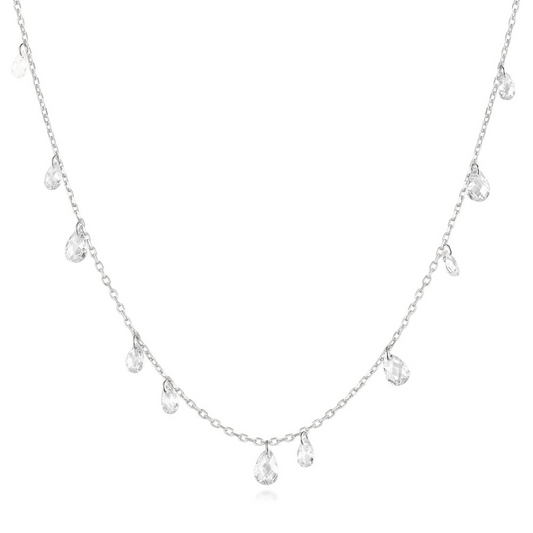 Sterling Silver Rhodium-Plated Tone Dangle Station