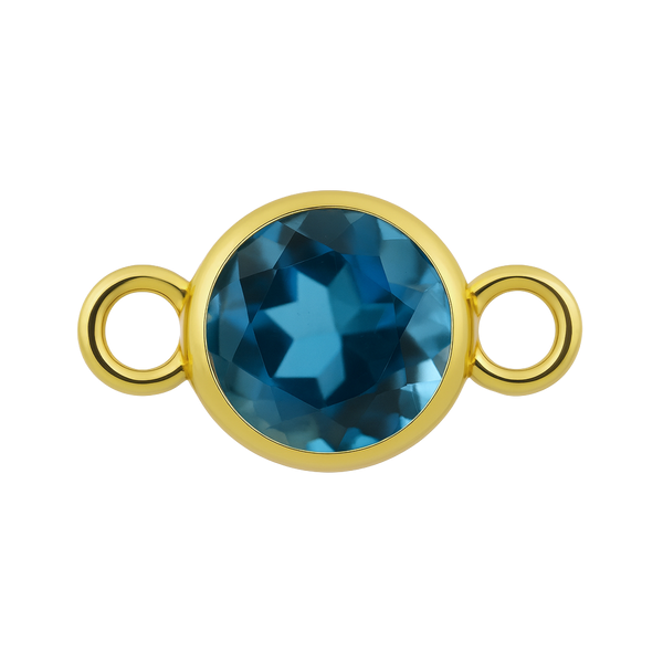 14 Karat Yellow Gold 1/4ct Round Bezel-Set Blue Topaz Sparki