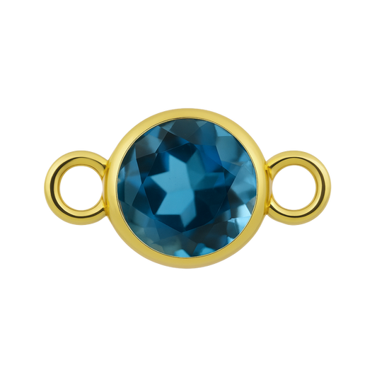 14 Karat Yellow Gold 1/4ct Round Bezel-Set Blue Topaz Sparki