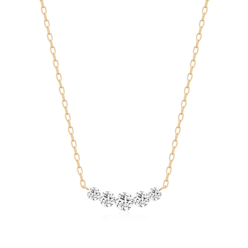 14 Karat Yellow Graduated Curve Lab Grown Diamond Necklace
