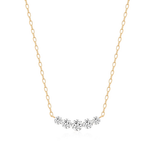 14 Karat Yellow Graduated Curve Lab Grown Diamond Necklace