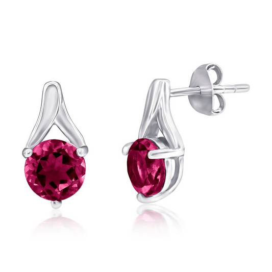 Sterling Silver White Ruby Stud Earrings