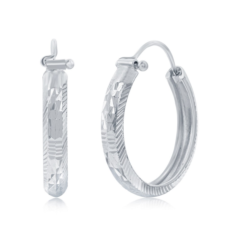 Sterling Silver Diamond Cut 26mm Hoop Earrings