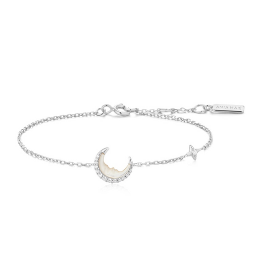 Sterling Silver Mother-of-Pearl Crescent Moon Bracelet