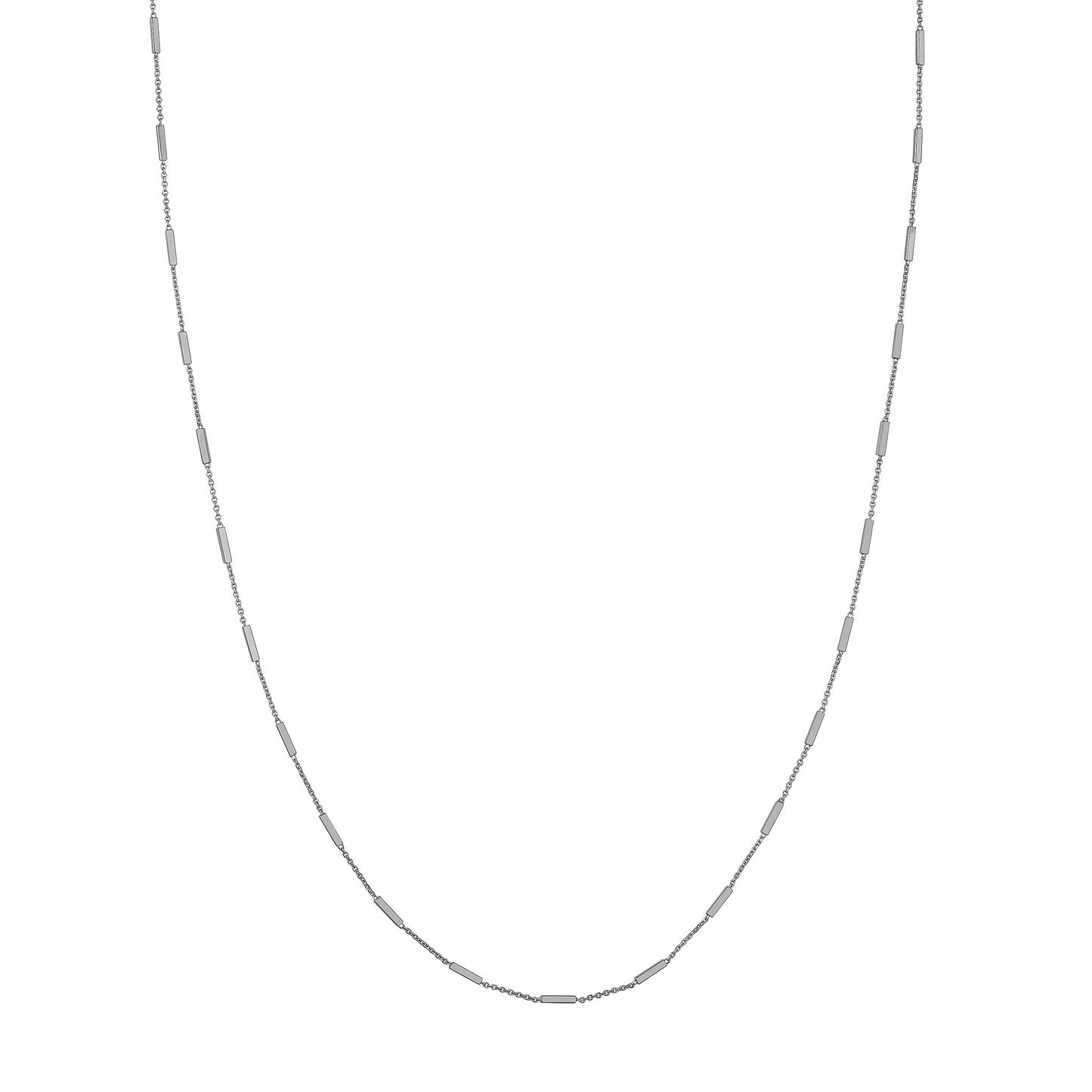 14 Karat White Gold Bar Station Cable Chain