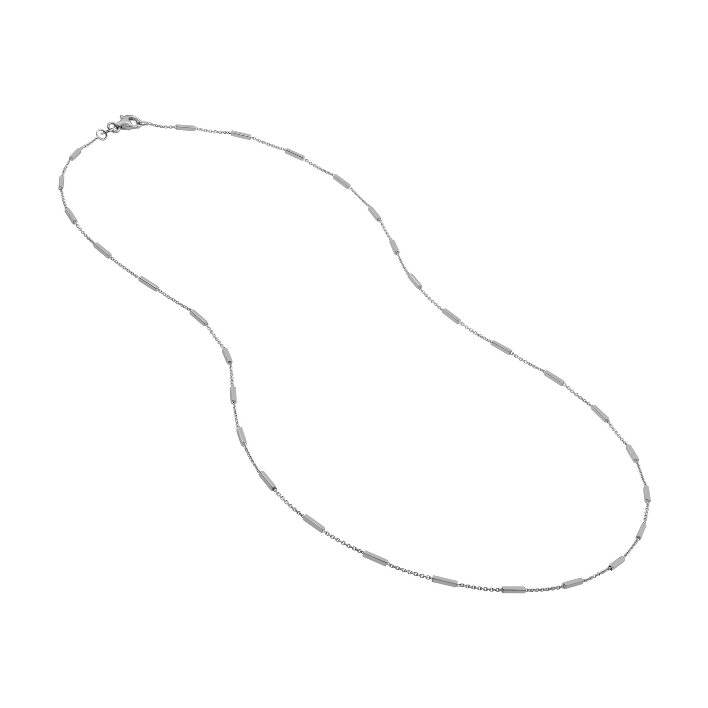 14 Karat White Gold Bar Station Cable Chain
