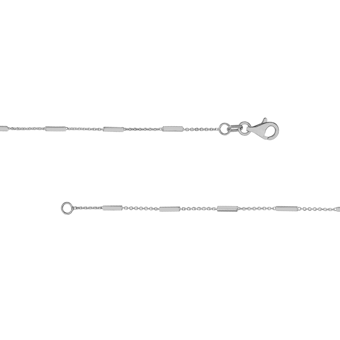 14 Karat White Gold Bar Station Cable Chain
