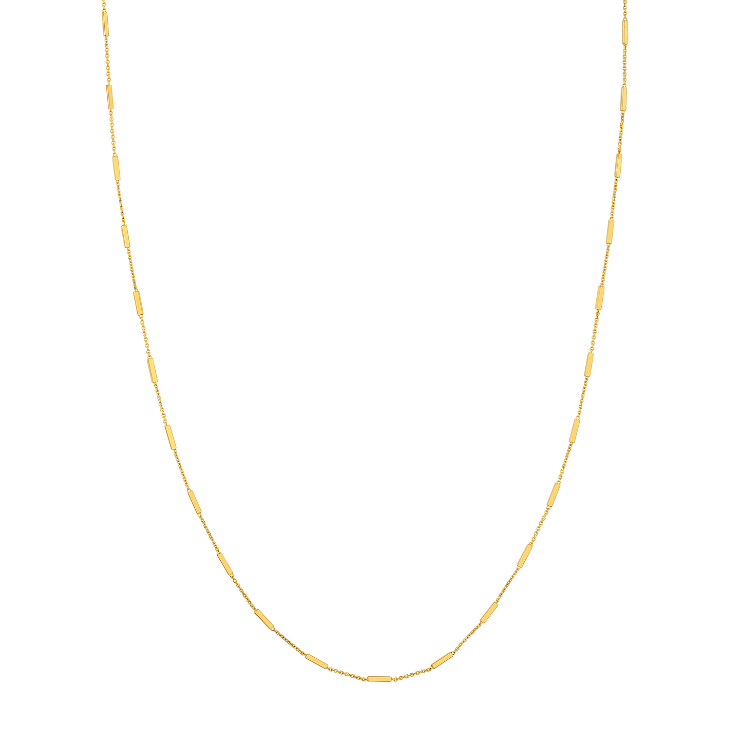 14 Karat Yellow Gold Bar Station Cable Chain