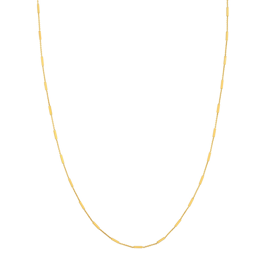 14 Karat Yellow Gold Bar Station Cable Chain