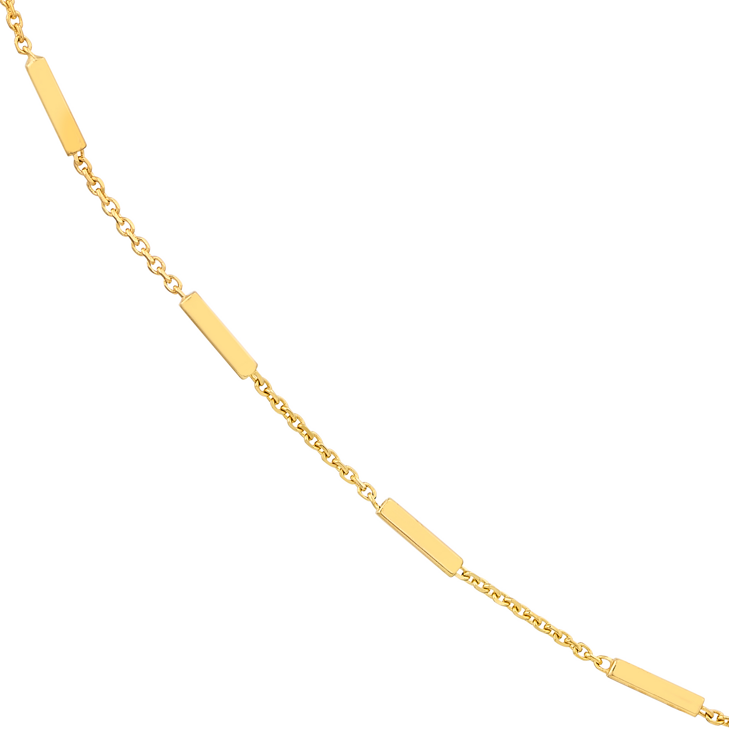 14 Karat Yellow Gold Bar Station Cable Chain